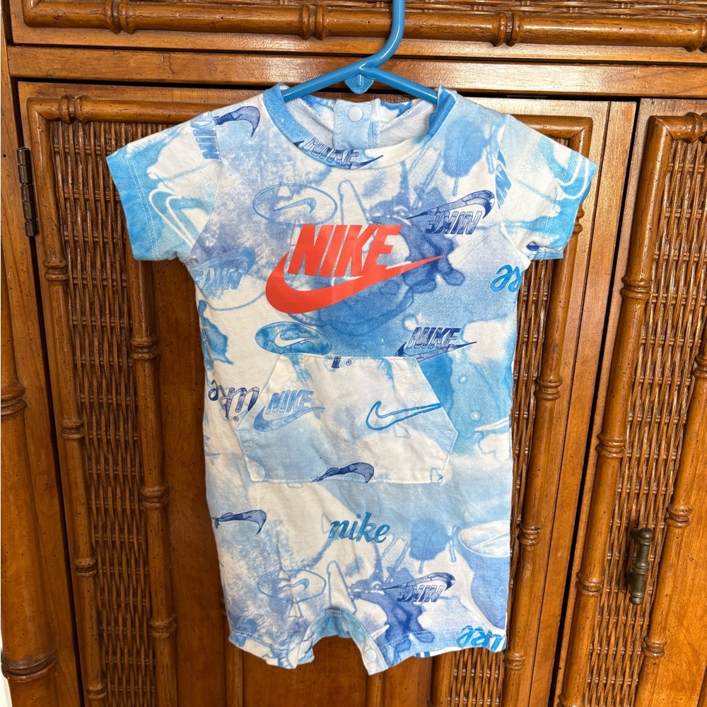 Nike Blue and White Infant Romper